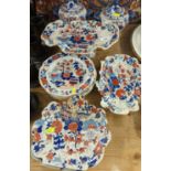 Ironstone china inc. six plates, tazza, two sauce tureens and three serving plates, plates marked Ma