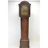 Eight day Tempus Fugit brass dial long cased clock retailed by William Perry of Plymouth, H202cm x W