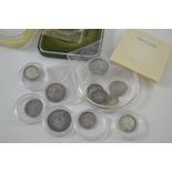 Collection of pre-1920 British silver coins, mostly in perspex cases & a cased Royal Mint 1972 silve