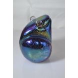 John Ditchfield Glasform iridescent glass frog paperweight, etch mark & paper label to base, height