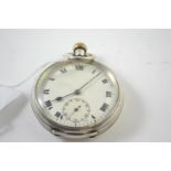 Silver cased Buren open face pocket watch with subsidiary seconds, 15 jewels, case diameter 50mm