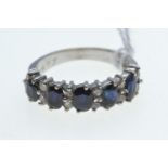 18ct white gold, sapphire & diamond ring, size N, 4.77 grams