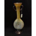 Vintage twin handled studio glass vase, 35cm height