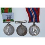 Two WWII Defence Medals and a 1939-1945 War Medal