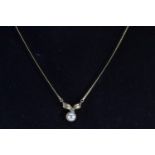 9ct gold, cultured pearl & diamond pendant necklace, circumference 430mm, 3.6 grams