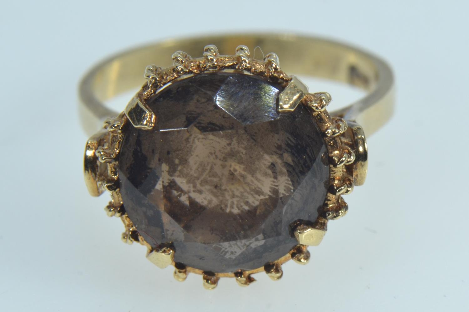 14ct gold & smoky quartz ring, size N, 4.6 grams 