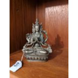 Vintage white metal Hindu deity, 13cm height