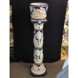 Italian moulded ceramic jardiniere and stand, total height 129cm, base 31 x 31xm