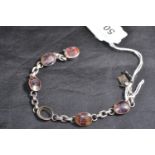 HM silver & blue john bracelet, length 190mm, 13.9 grams, one stone deficient