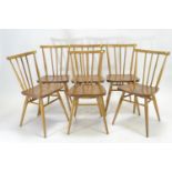 6x Ercol model 391 all purpose Windsor chairs. Natural finish, in beech and elm.