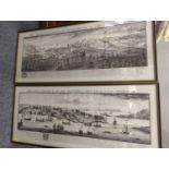 Two framed prints of engravings titled, 'The North East Prospect of Plymouth, In The County of Devon