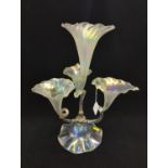 Late 19th/early 20th century iridescent glass epergne, height 39cm