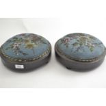 Pair of Victorian beaded footstools, 27.5cm diameter