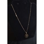 9ct gold, blue sapphire & white sapphire spider pendant and a yellow metal fancy link neck chain, te