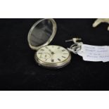 Silver cased open faced pocket watch with subsidiary seconds, fusee movement, face marked 'Warranted