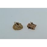 Two 9ct gold charms, each marked '9.375', gross weight 8.04 grams
