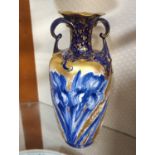 Royal Doulton Blue and gilt iris vase