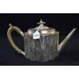 George III silver teapot, maker Henry Chawner, London 1787, with wooden handle, engraved armorial to