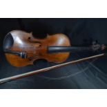 Gebruder Placht violin, 1858, length 59cm, with bow