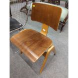 Mid-century plywood chair, believed to be Robin Day 'Hillestak' for Hille, with curved backrest rais