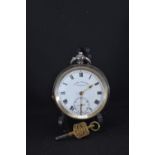 Samuel Edgcumbe Plymouth silver cased open faced key wind pocket watch with subsidiary seconds, Lond