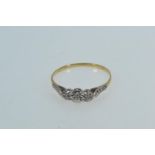 Gold & diamond ring, marks rubbed but tests positive for 18ct gold, size Q1/2, 1.59 grams