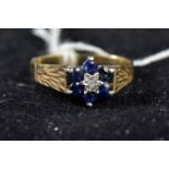 9ct gold, sapphire & diamond cluster ring, size P, 2.1 grams