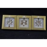 Two Swarovski SCS Little Star Ornaments 2013 & a SCS Little Snowflake Ornament 2014, 9400000427 & 94