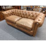 Button back Alexander & James Chesterfield style sofa, as new, length 199cms