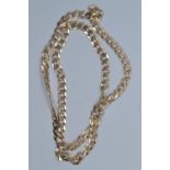 9ct gold flat oval link necklace, circumference 520mm, 14.57 grams