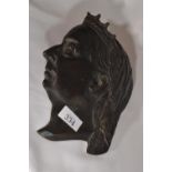A Kenrick & Sons cast bronze head of Queen Victoria, marked verso, height 24.5cm