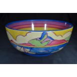 Clarice Cliff bowl in the Gibraltar pattern, with printed Bizarre Fantasque mark to base, 20cm diame