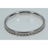 9ct white gold & diamond half hoop ring, size M, 1.66 grams