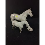 Beswick Dapple grey stallion, mare and foal