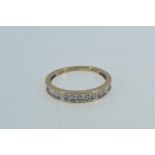 9ct gold & diamond half hoop ring, size O1/2, 1.88 grams