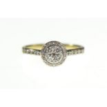 9ct gold & diamond cluster ring, stated to weigh 0.35 carat, size L1/2, 2.09 grams