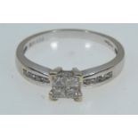 18ct white gold & diamond square cluster ring, tdw. 0.33 carat, size L1/2, 2.61 grams