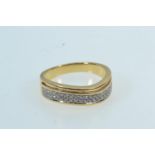 Yellow metal & diamond dress ring, tests positive for 18ct gold, size S, 6.18 grams