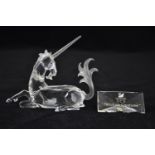 Swarovski Annual Edition 1996 "Fabulous Creatures" The Unicorn figure, no. 191727, with plaque, with