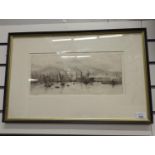 W L Wyllie, RA, (1851-1931) English School, signed dry point etching & print of a nautical scene. 58