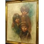 Barry Leighton Jones (1932-2011) Oil on canvas of children. Signed lower left 90cm x 117cm inclusive
