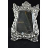 Silver framed bevelled table mirror, maker GNRH, Chester 1902, overall 22x34cm