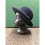 Vintage midnight blue felt bowler hat by Christys' London in an original Knox New York hat box