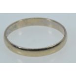 18ct white gold band ring, French hallmarks, size R, 2.15 grams