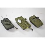 Three Dinky Toys tanks, including Chieftan Tank/155mm mobile gun, Leopard Tank & Alvis Striker, loss