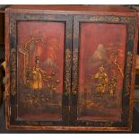 Oriental style Chinoiserie painted cabinet with eight internal drawers. Height 59cm x width 62cm x d