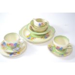 Clarice Cliff 'Spring Crocus' pattern part tea set, various marks