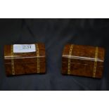 Two Reuge Ste-Croix inlaid burr wood keywind cylinder music boxes, playing 'Valse des fleurs No 5420