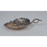 George III silver leaf-shaped caddy spoon, maker Joseph Willmore, Birmingham 1807, the centre emboss