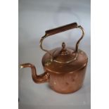 Copper and brass kettle with makers mark to base, dia. 23 x L34 x H33cm
